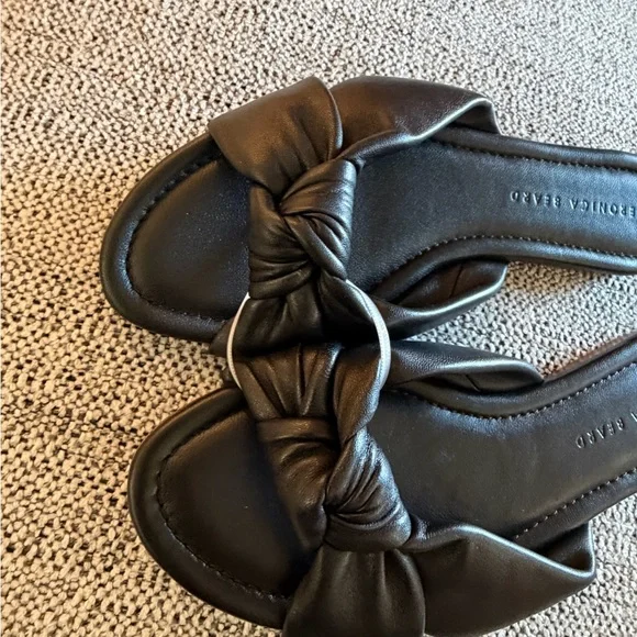 Veronica Beard Salton knot-front black leather slide sandal size 8.5 NEW - Picture 4 of 9